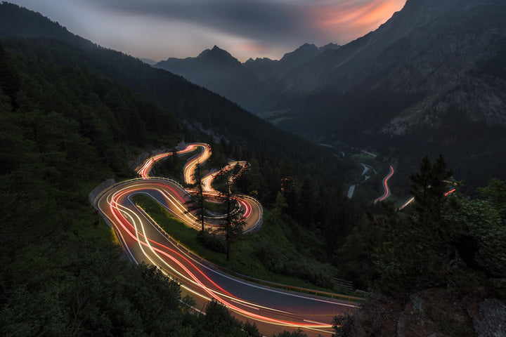 Light Trails At Maloja Pass | Original Print
