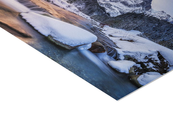Schweizer Alpen Fluss im Winter | Original Print