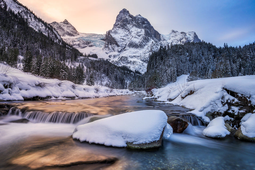 Wellhorn And Reichenbach River In Winter | Original Print