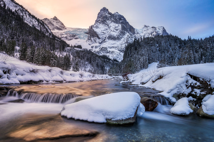 Wellhorn And Reichenbach River In Winter | Original Print