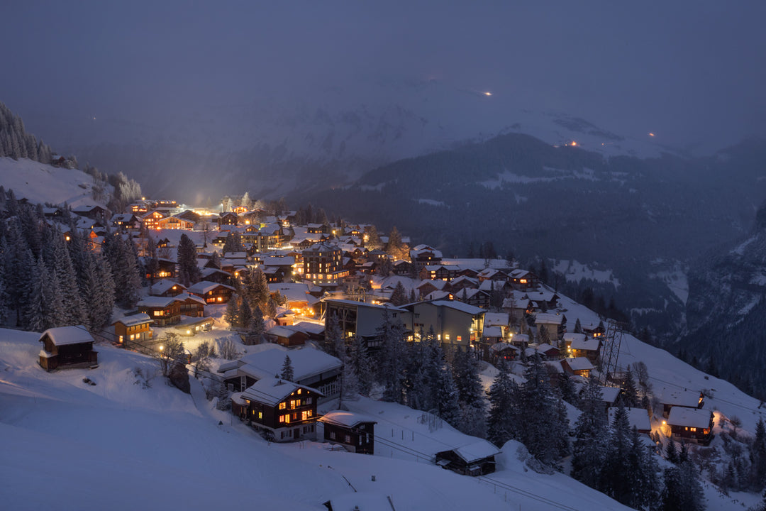 Mürren Village Lights On A Winter Night | Original Print