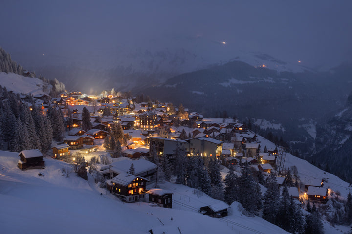 Mürren Village Lights On A Winter Night | Original Print