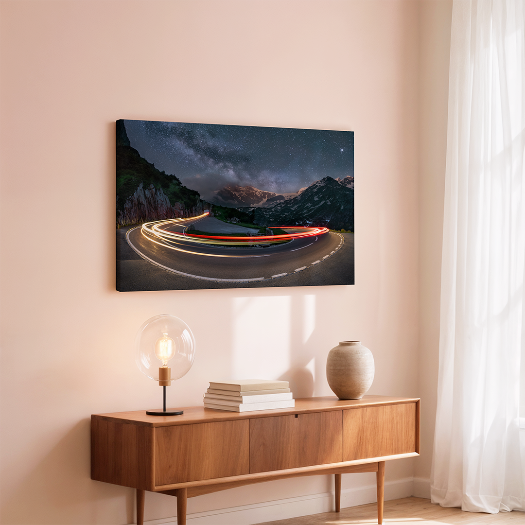 Light Trails And Milky Way At Sustenpass | Original Print