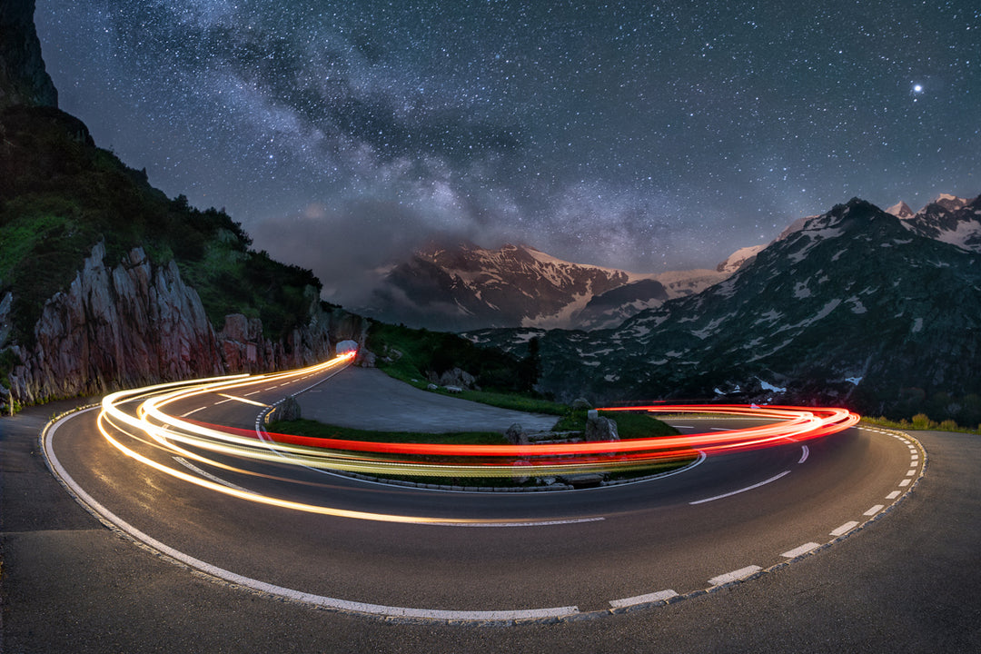 Light Trails And Milky Way At Sustenpass | Original Print