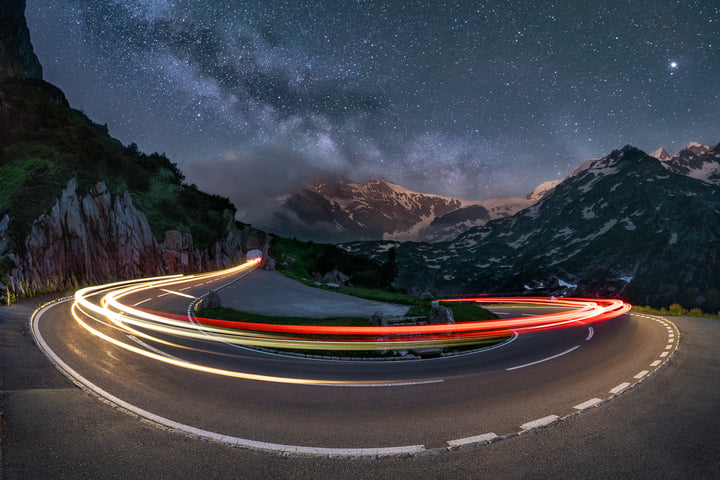Light Trails And Milky Way At Sustenpass | Original Print