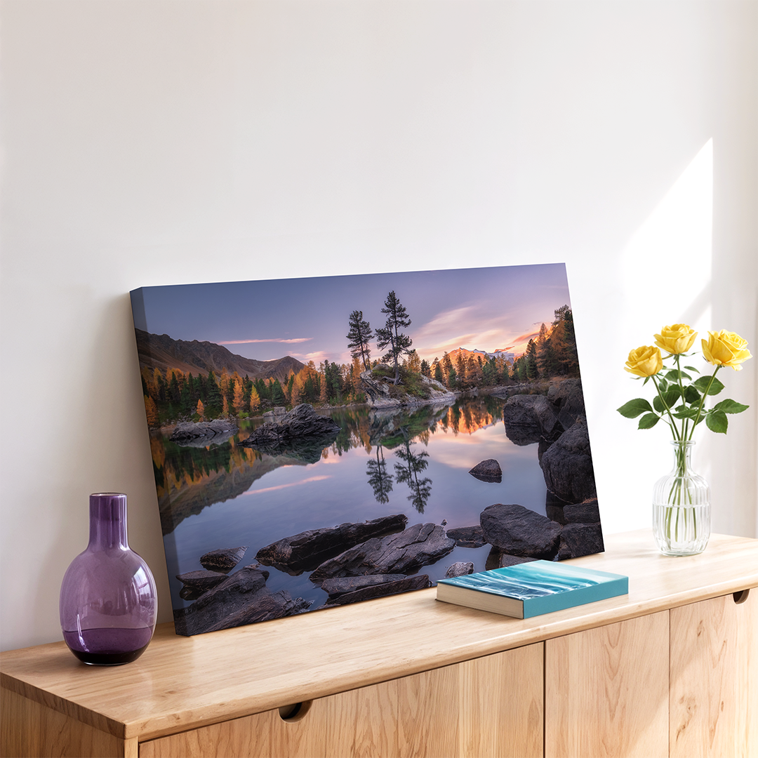 Still Lake In Fall In Engadin | Original Print