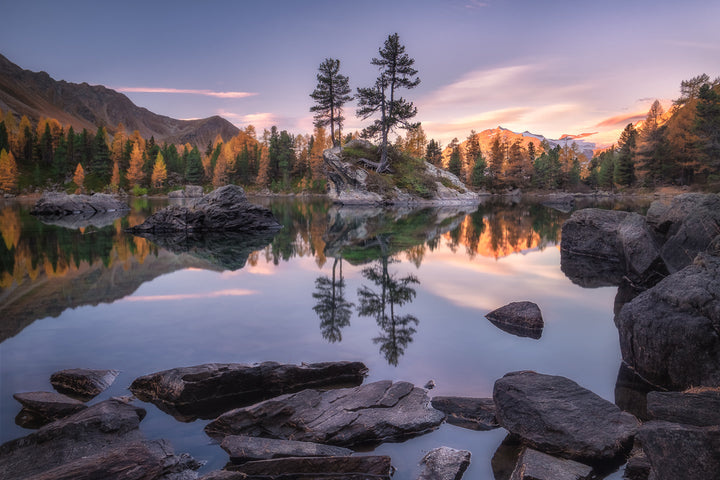 Still Lake In Fall In Engadin | Original Print