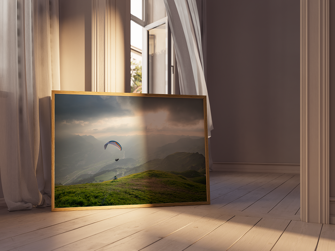 Gleitschirmflieger und Biker am Hasliberg | Original Print
