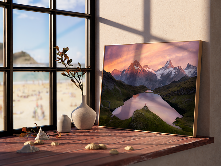 Bachsee Silhouette and Mountain Peaks | Original Print
