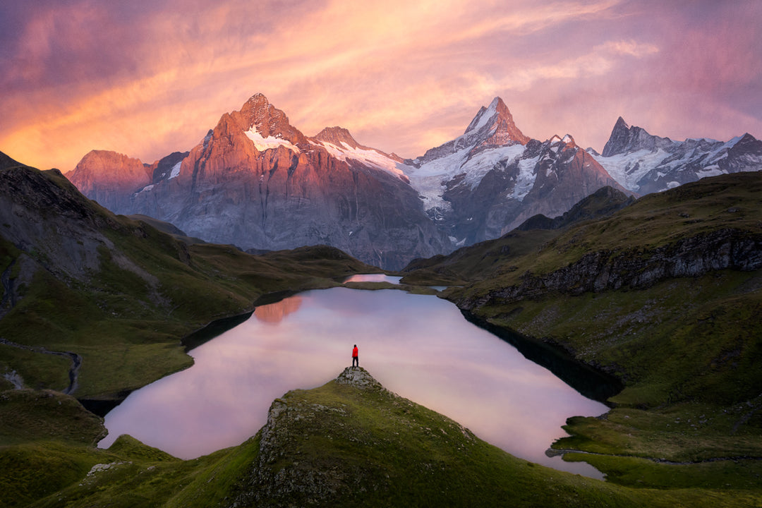 Bachsee Silhouette and Mountain Peaks | Original Print