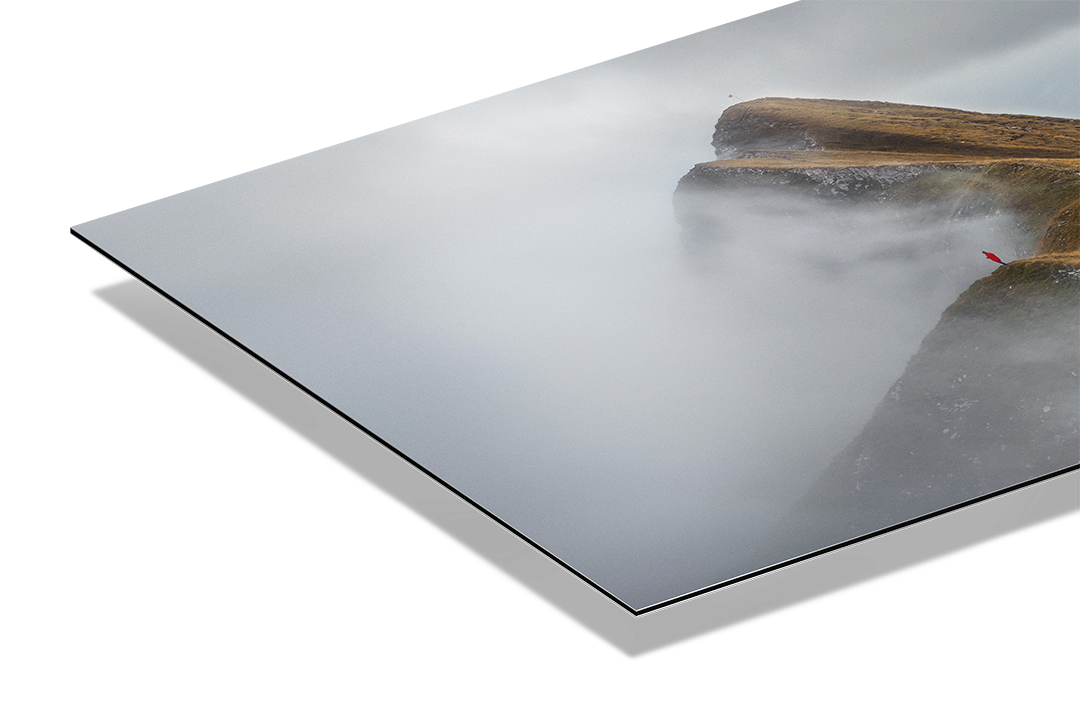 One Person On Mountain Ridge And Fog | Original Print