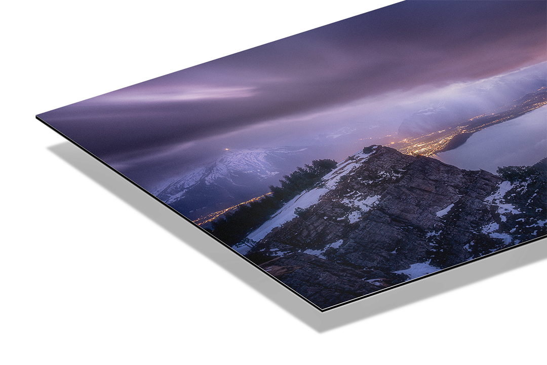 Nachtgewitter über dem Thunersee und Stadtlichtern | Original Print