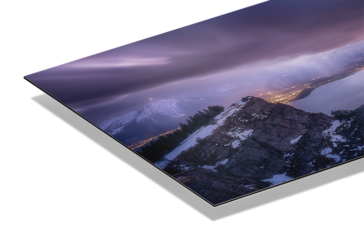 Nachtgewitter über dem Thunersee und Stadtlichtern | Original Print