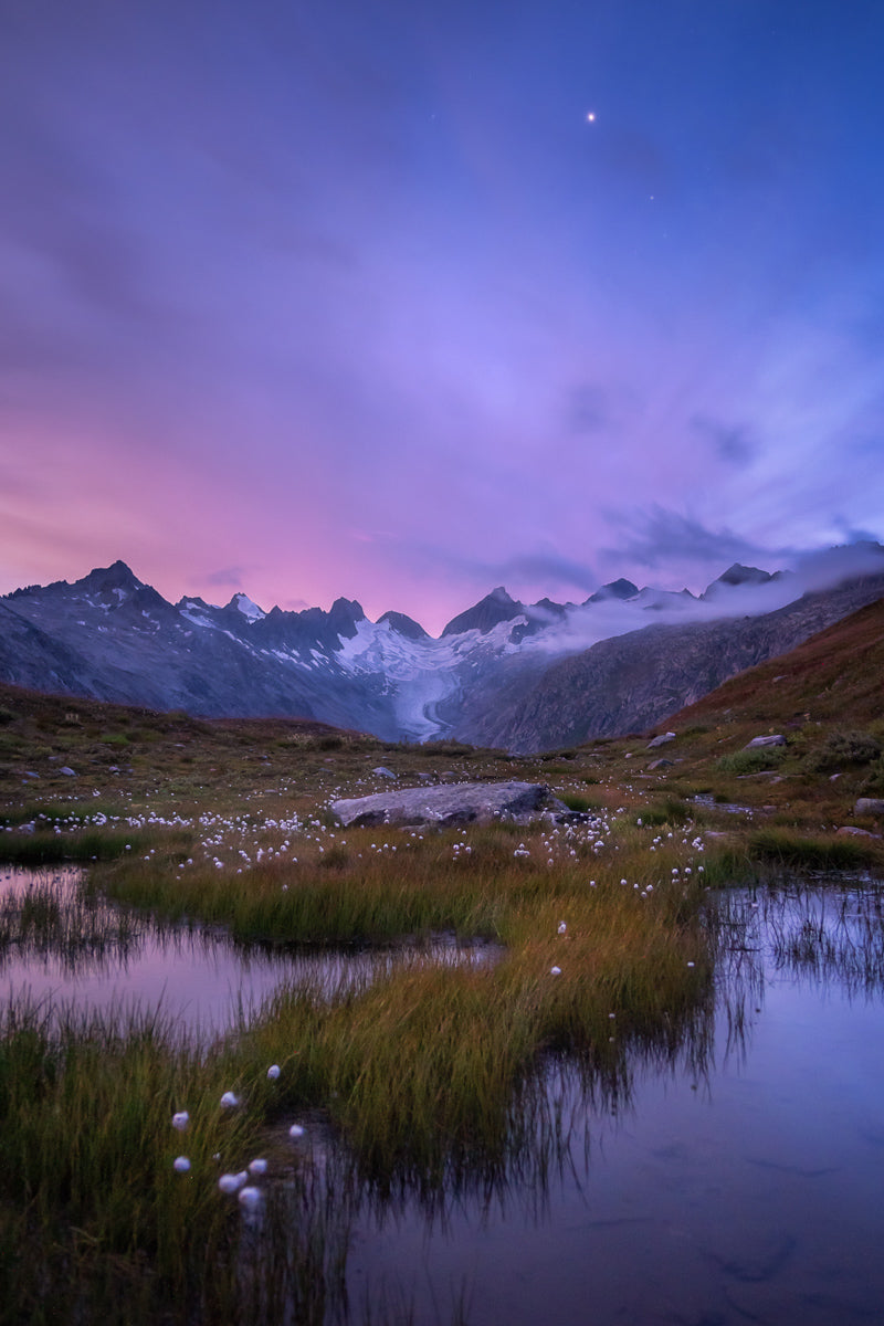 Aussicht auf den Oberaargletscher, Blaue Stunde am Morgen | Original Print
