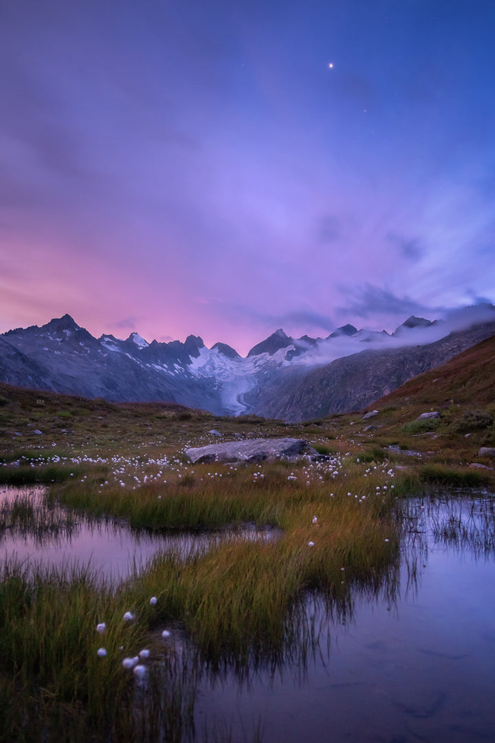 Aussicht auf den Oberaargletscher, Blaue Stunde am Morgen | Original Print