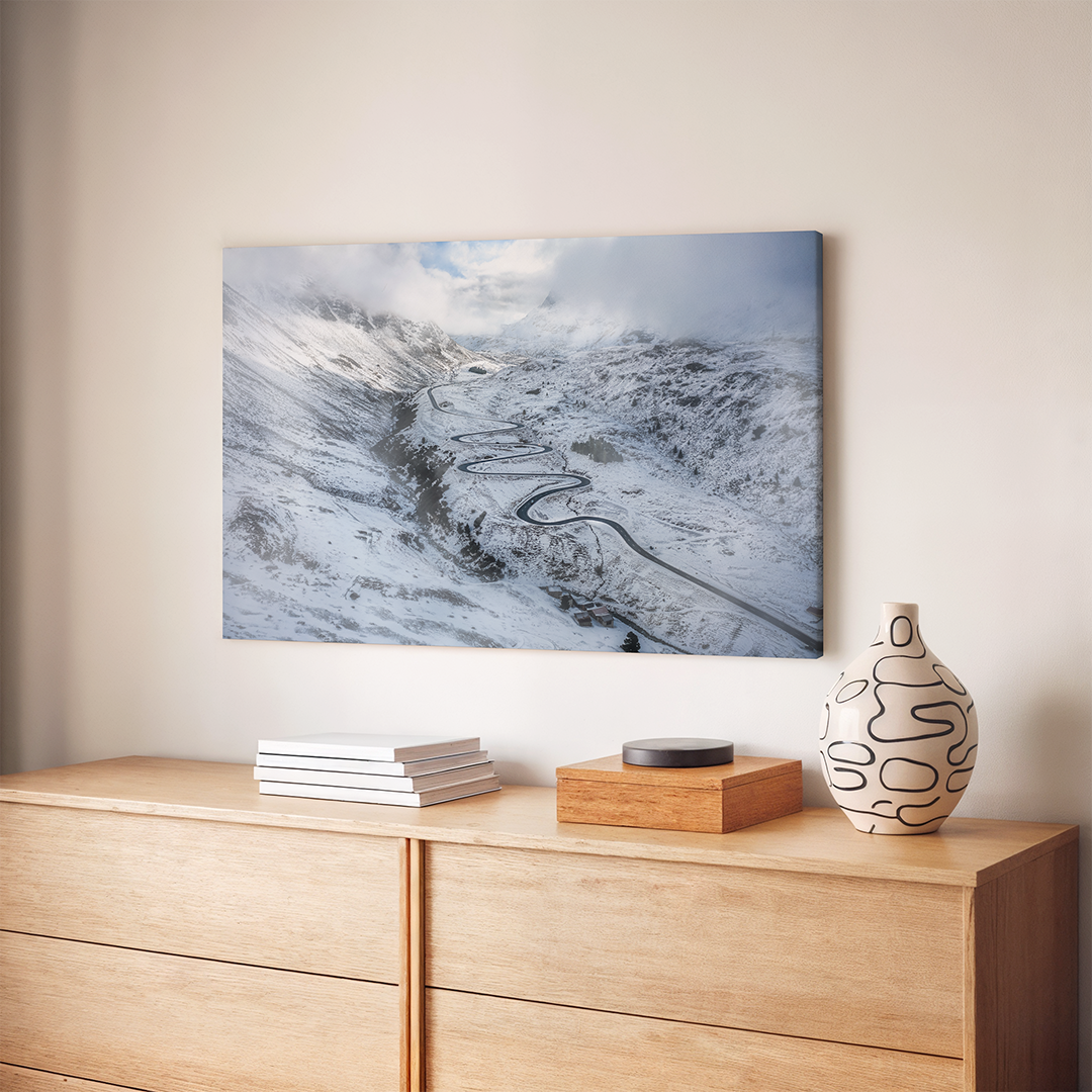 Julierpass Aerial View After Snow Fall | Original Print