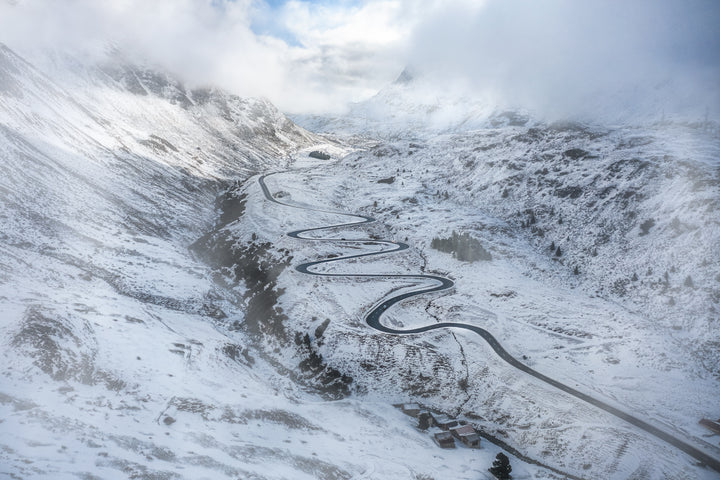 Julierpass Aerial View After Snow Fall | Original Print