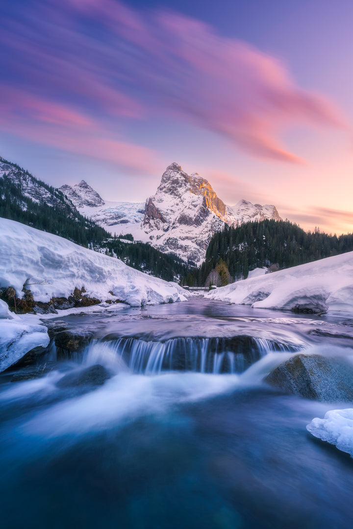 Farbenfroher Winterhimmel und Wellhorn | Original Print