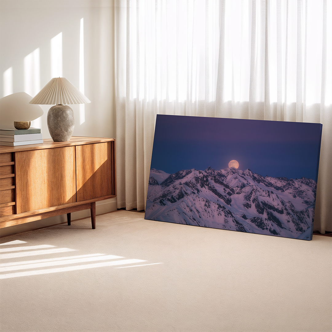 Winter Full Moon Over The Bernese Alps | Original Print