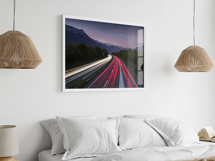 Lichtspuren Auf Der Strasse Bei Interlaken | Original Print