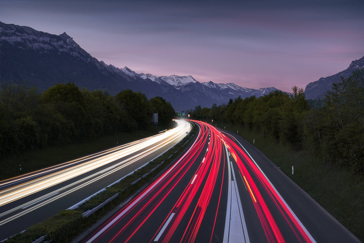 Lichtspuren Auf Der Strasse Bei Interlaken | Original Print