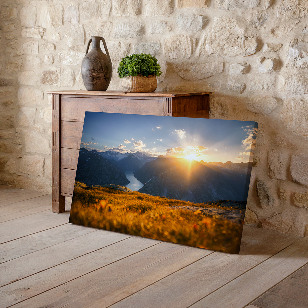 Golden Sunset At Grimselpass In Fall | Original Print