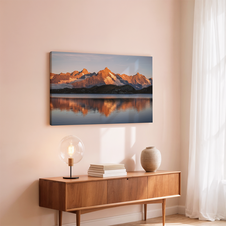 Alpenglow On Mountain Range Reflection | Original Print