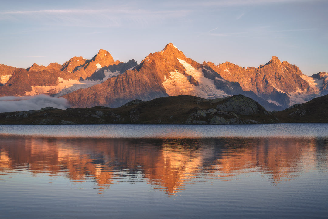 Alpenglow On Mountain Range Reflection | Original Print