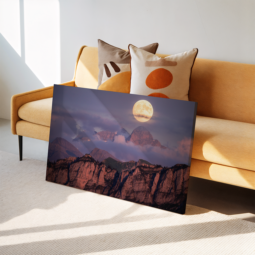 Full Moon Over Wetterhorn Seen From Emmental | Original Print