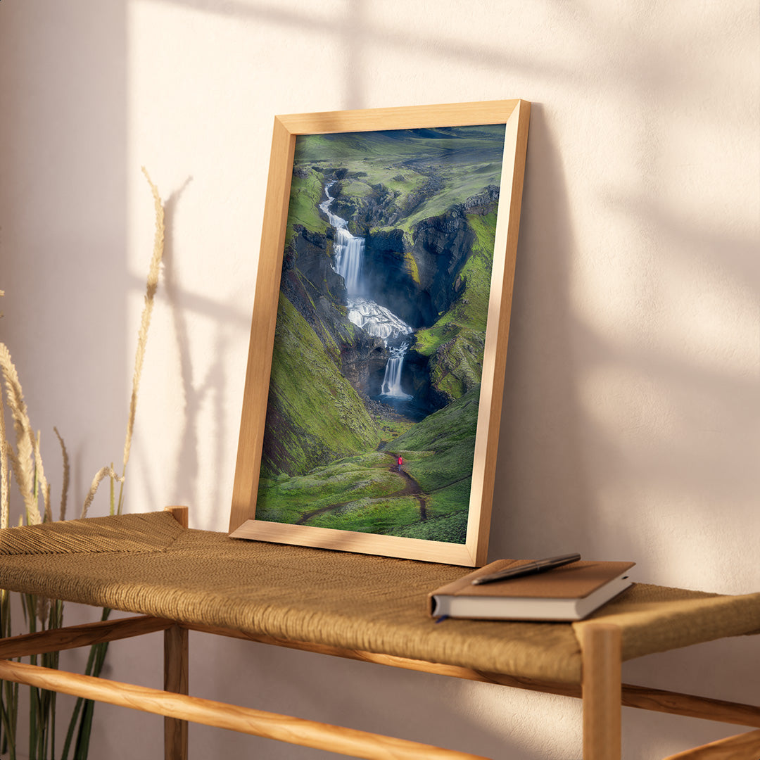 Ofaerufoss Waterfall And Trail, Iceland | Original Print