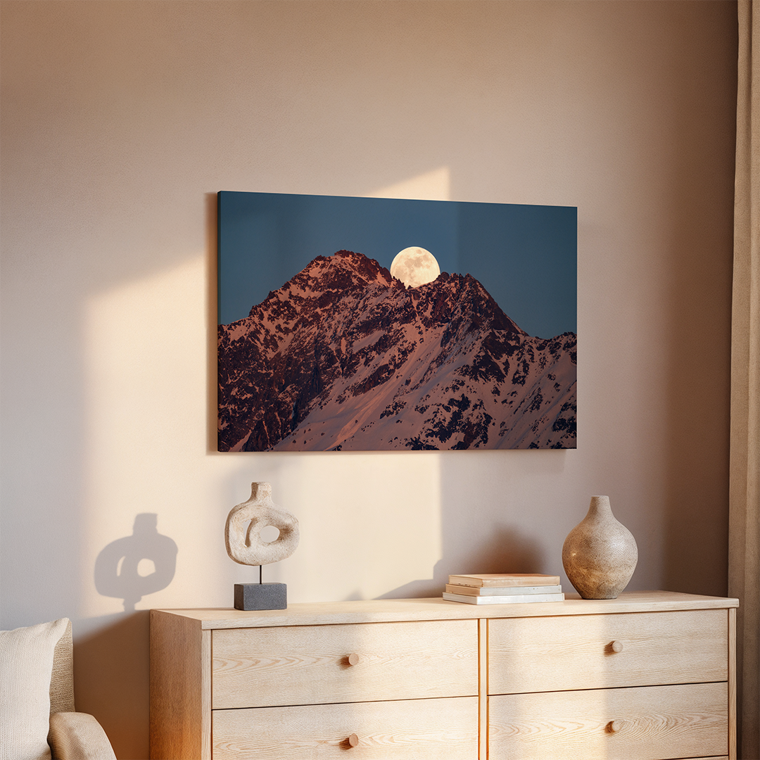 Full Moon Over Mährenhorn Golden Hour | Original Print