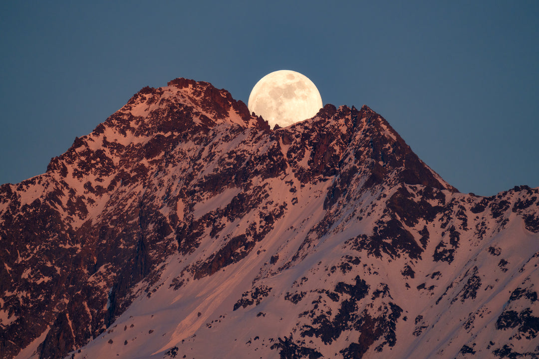 Full Moon Over Mährenhorn Golden Hour | Original Print