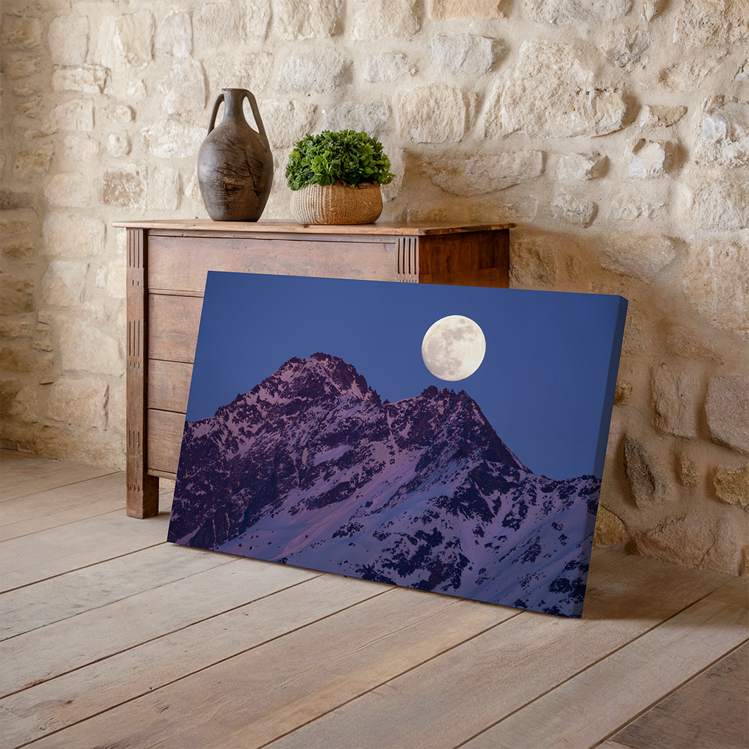 Full Moon Over Mährenhorn in Winter | Original Print