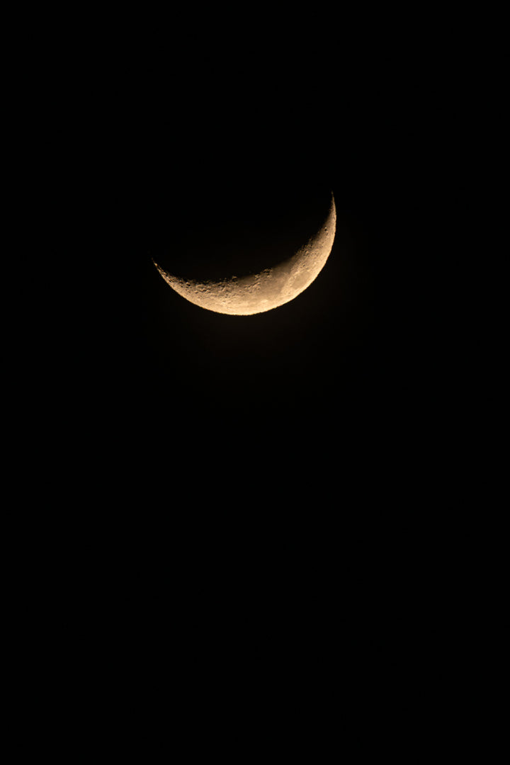 Crescent Moon On Dark Sky | Original Print
