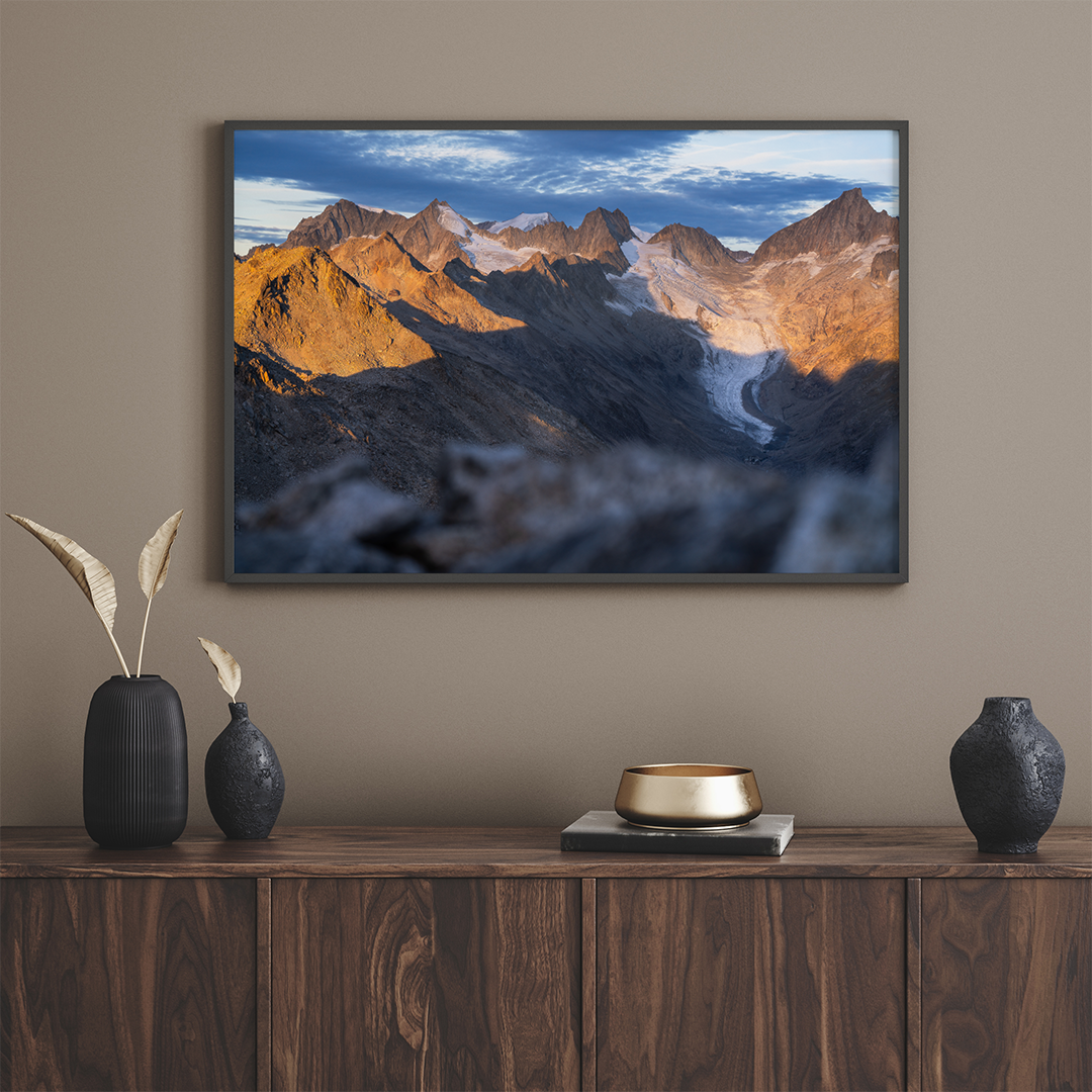 Oberaar Mountain Range And Glacier | Original Print