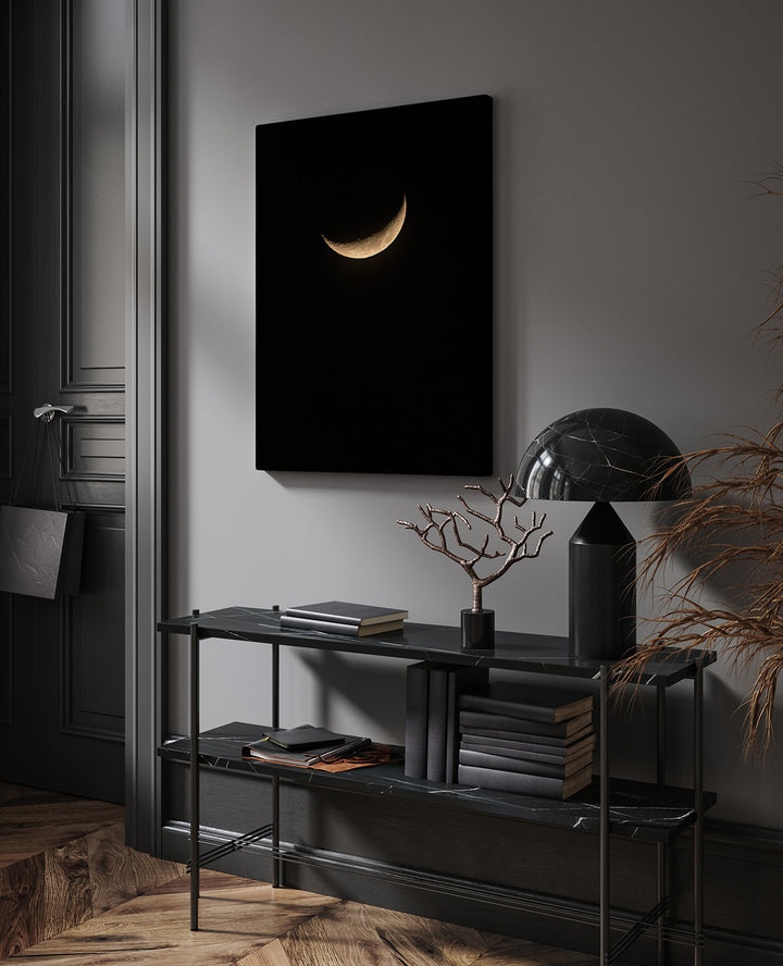 Crescent Moon On Dark Sky | Original Print