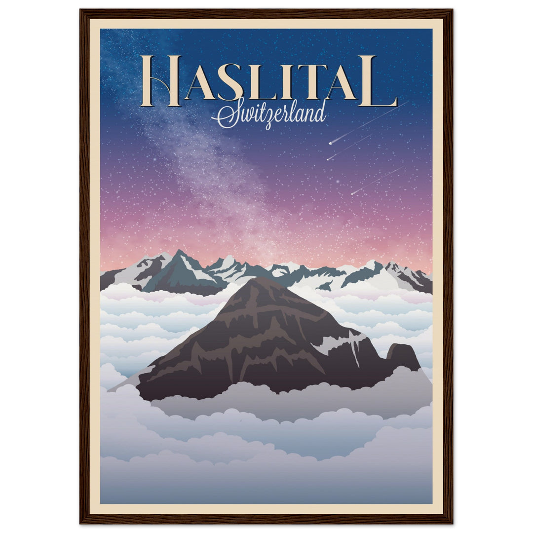 MYSTERIES VT | Vintage-Reiseposter - Museum-Qualität mit Holzrahmen