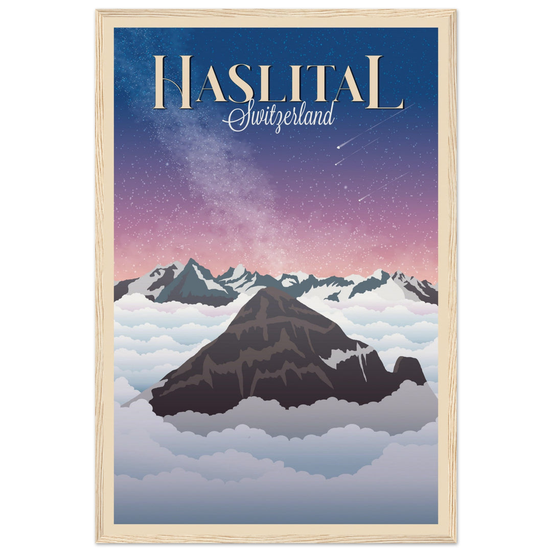 MYSTERIES VT | Vintage-Reiseposter - Museum-Qualität mit Holzrahmen