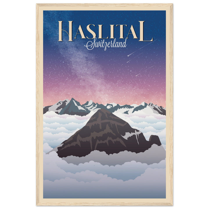 MYSTERIES VT | Vintage-Reiseposter - Museum-Qualität mit Holzrahmen