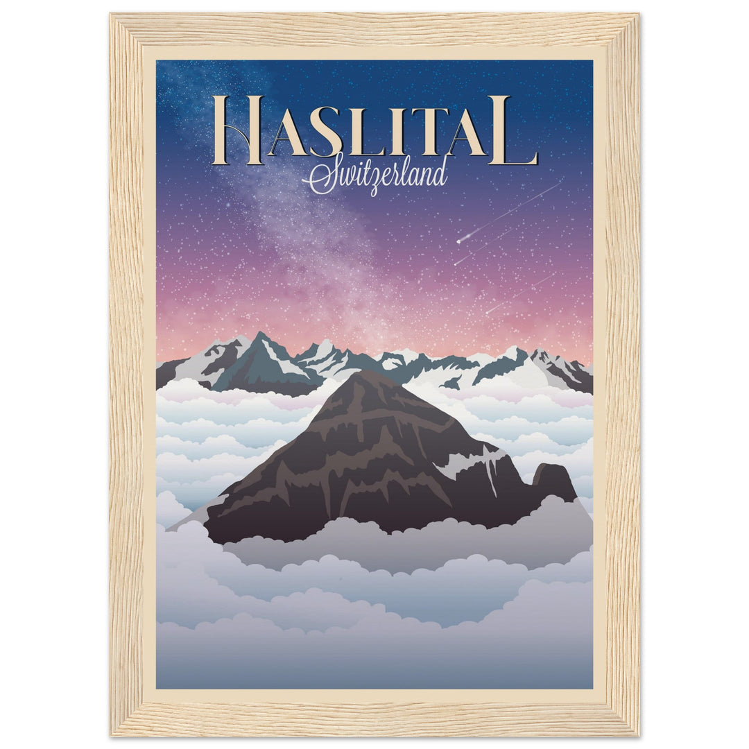 MYSTERIES VT | Vintage-Reiseposter - Museum-Qualität mit Holzrahmen
