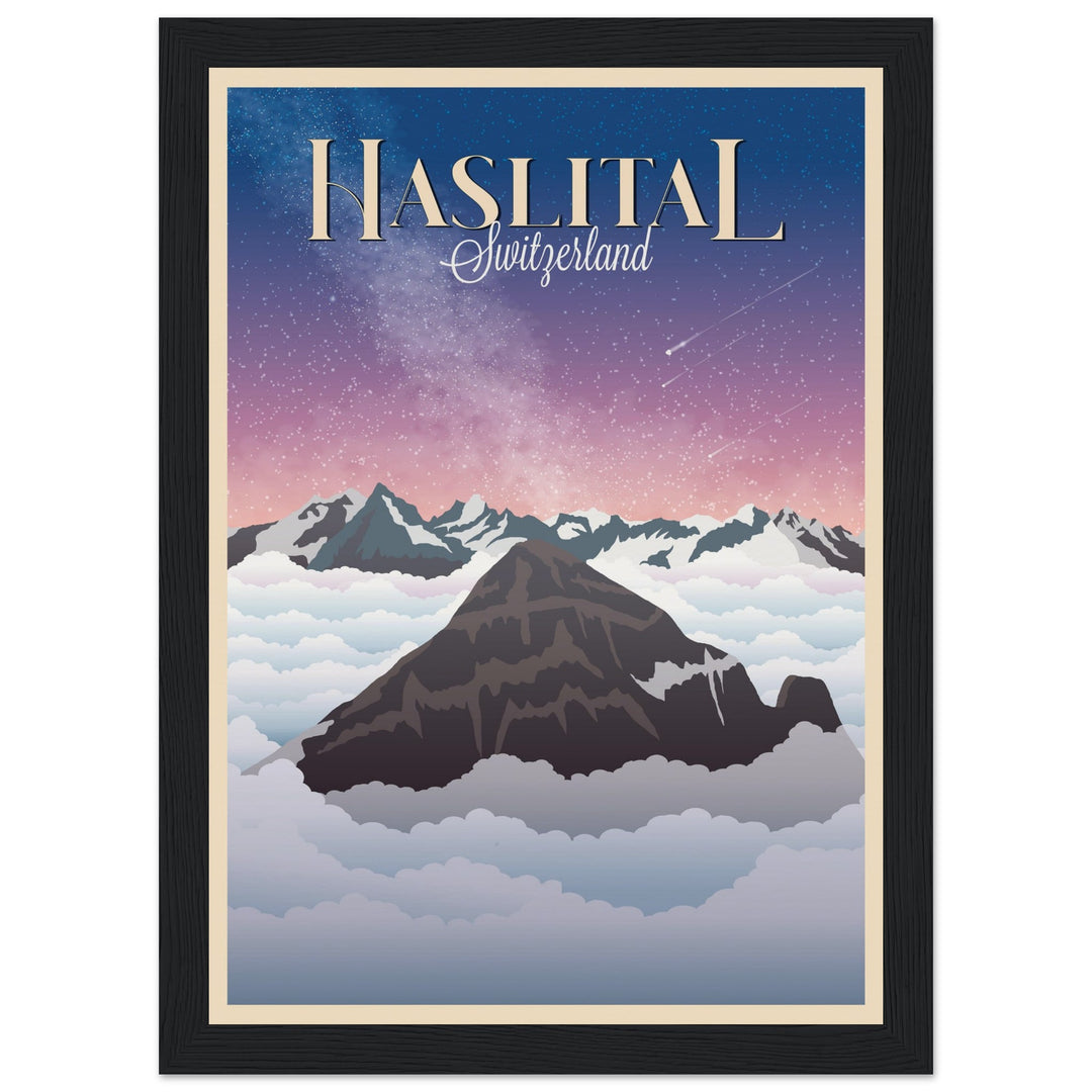 MYSTERIES VT | Vintage-Reiseposter - Museum-Qualität mit Holzrahmen