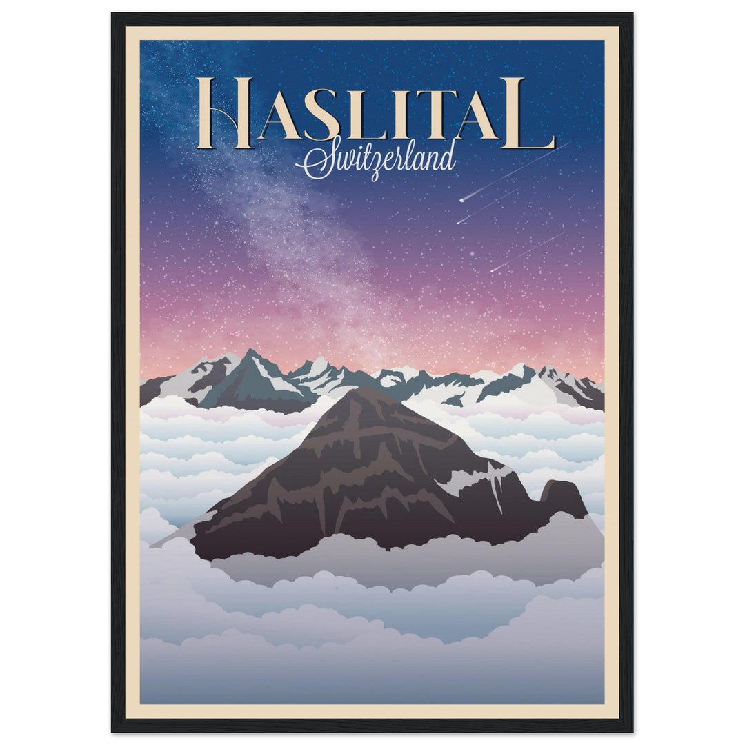 MYSTERIES VT | Vintage-Reiseposter - Museum-Qualität mit Holzrahmen