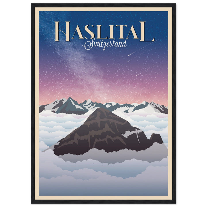 MYSTERIES VT | Vintage-Reiseposter - Museum-Qualität mit Holzrahmen
