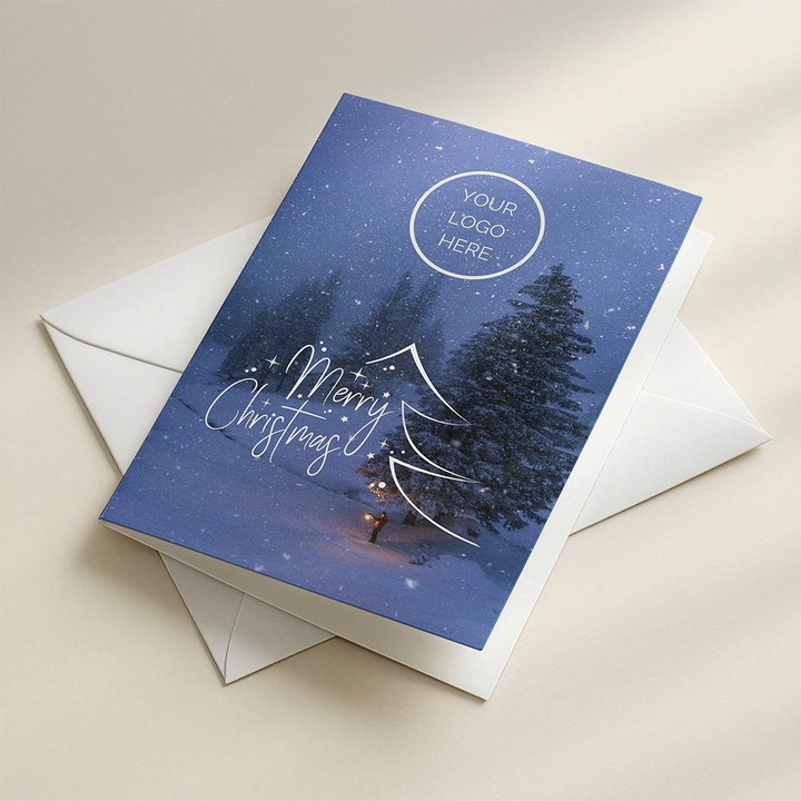 Snowy Forest Night | Personalized Christmas Card (10-Pack)