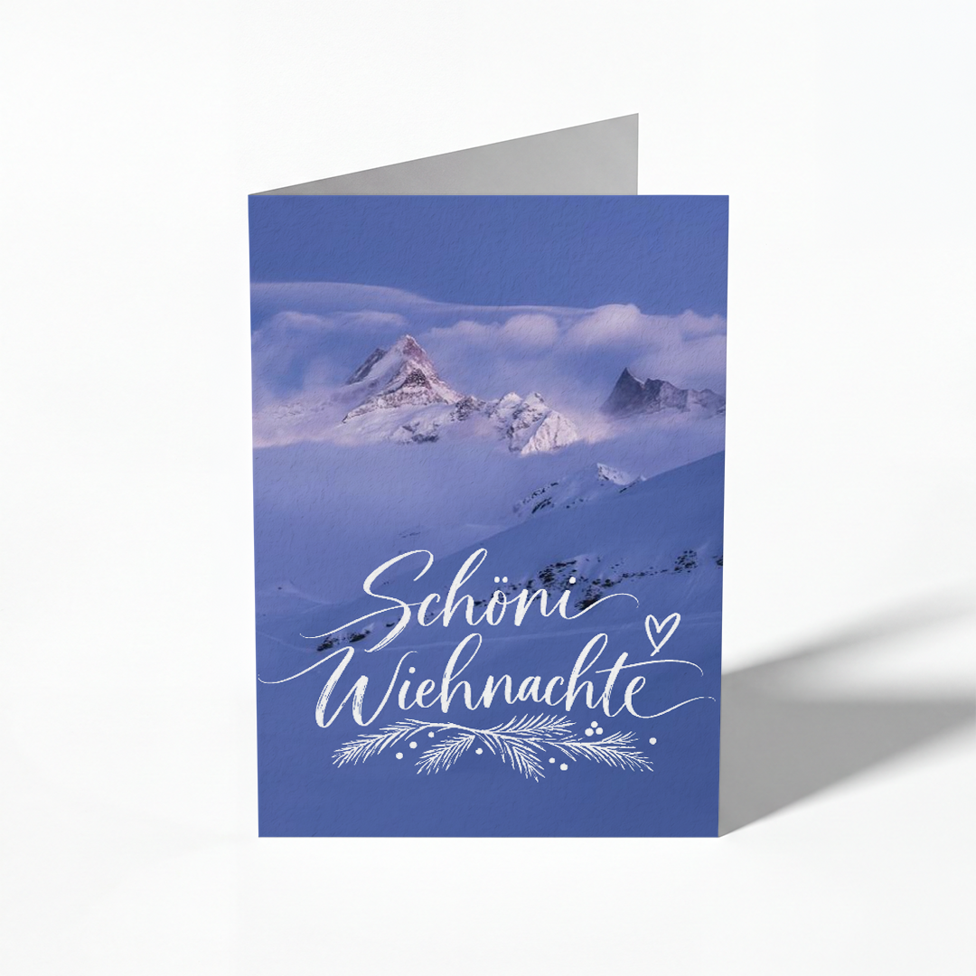 Schreckhorn &amp; Wetterhorn – blank Christmas folding card, pack of 10
