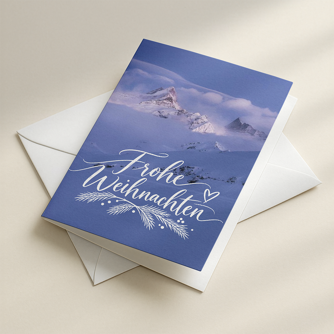 Schreckhorn &amp; Wetterhorn – blank Christmas folding card, pack of 10