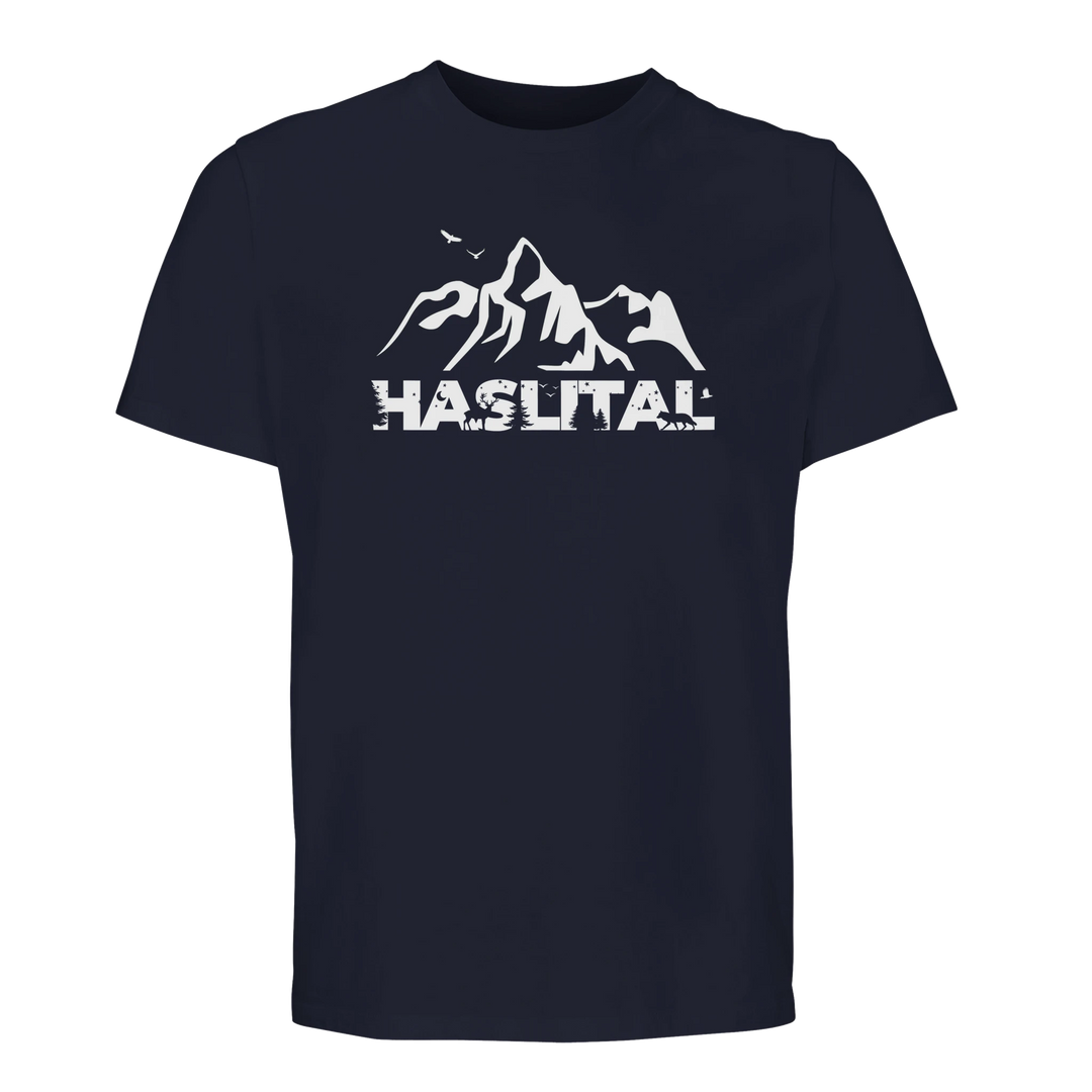 HASLITAL WELLHORN organic unisex T-shirt in French Navy