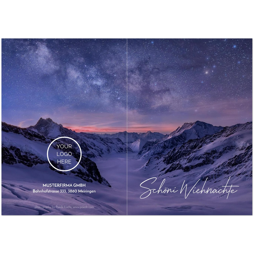 Aletsch Gletscher CH – personalisierte Weihnachtskarte, 10er-Pack