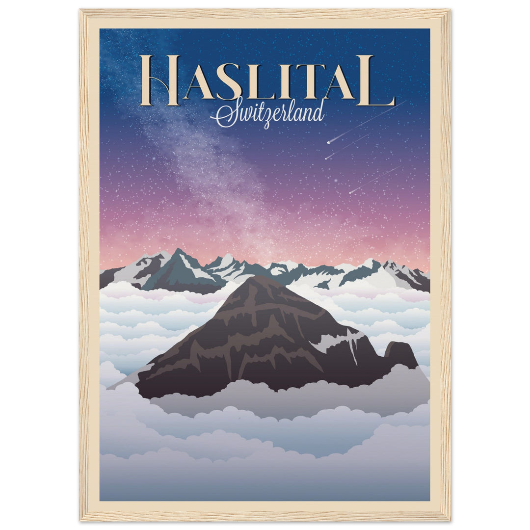 MYSTERIES VT | Vintage-Reiseposter - Museum-Qualität mit Holzrahmen