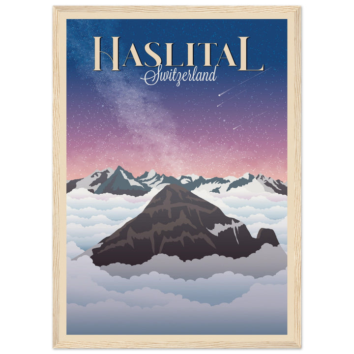 MYSTERIES VT | Vintage-Reiseposter - Museum-Qualität mit Holzrahmen